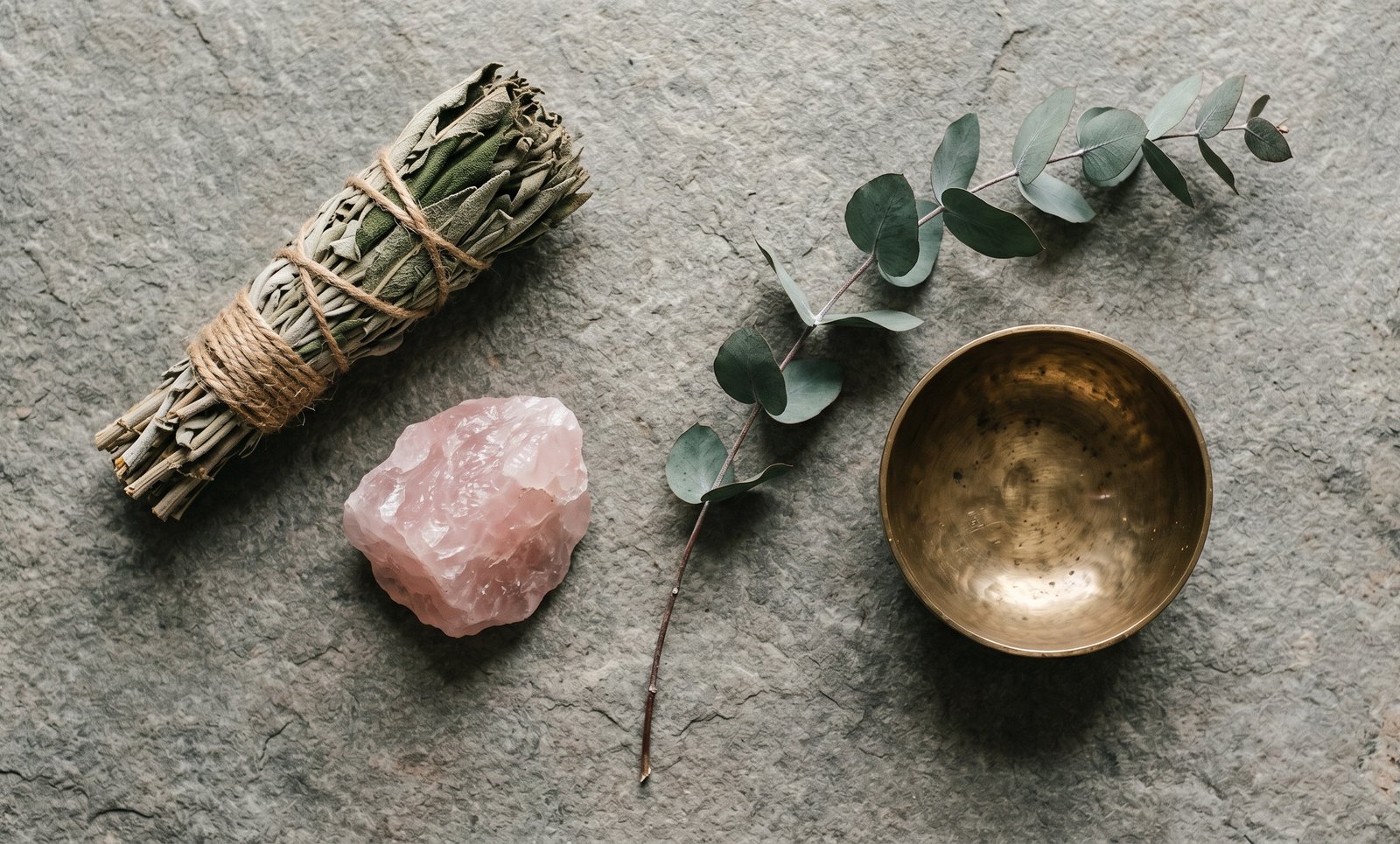 Ritual elements, sage and stone